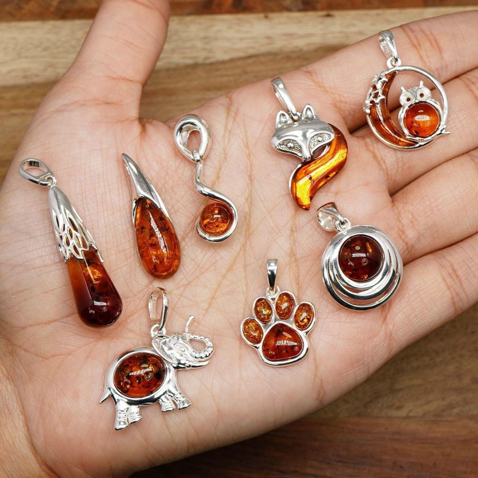 Baltic Amber 925 Sterling Silver: Handmade Gemstone Pendant