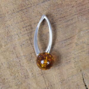 Baltic Amber Pendant: 925 Sterling Silver Round Gemstone, Handmade
