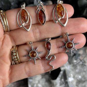Baltic Amber Pendant, .925 Sterling Silver Necklace, 18 inch Chain