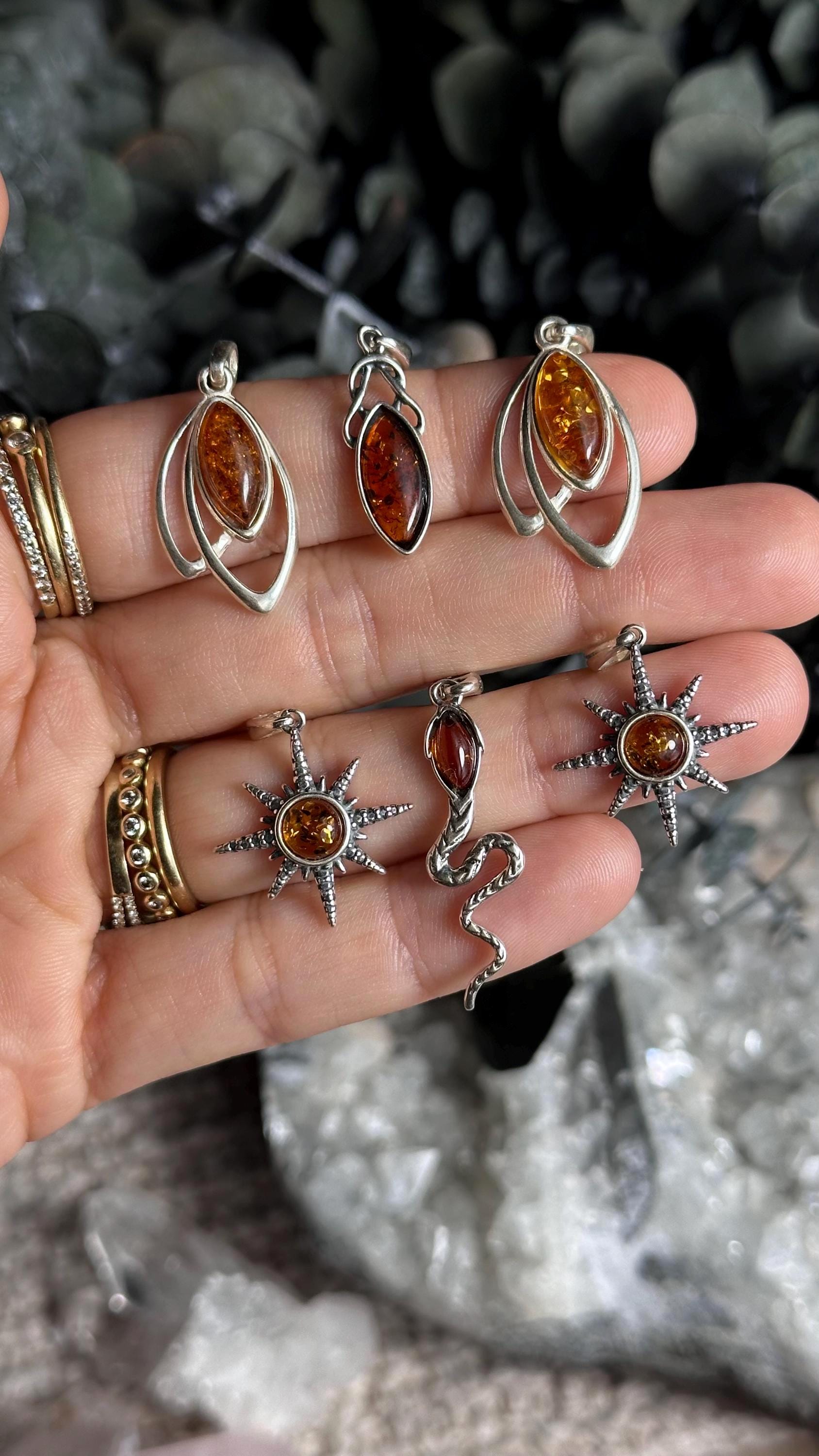 Baltic Amber Pendant, .925 Sterling Silver Necklace, 18 Inch Chain