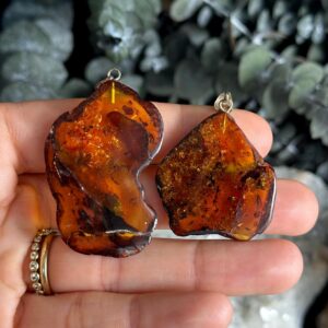 Baltic Amber slab Pendant, Sterling Silver Necklace