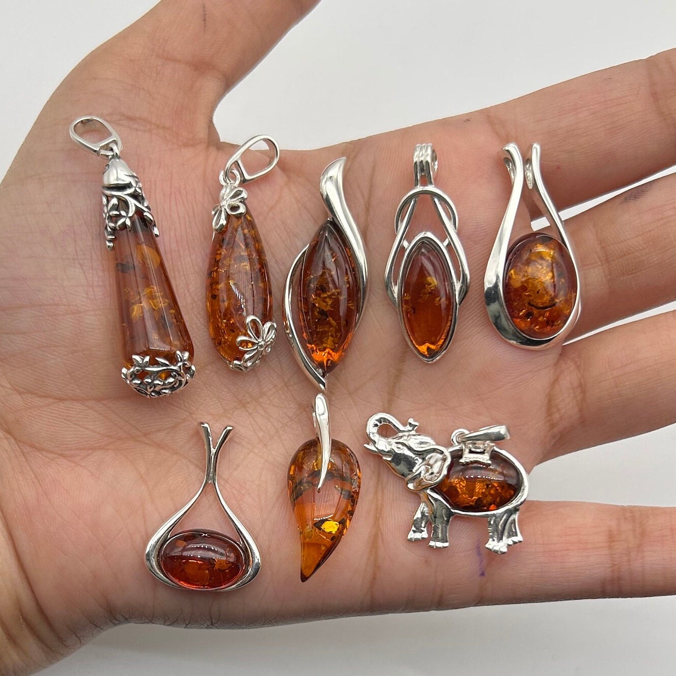 Baltic Amber Sterling Silver Pendant: Handmade Gemstone Jewelry