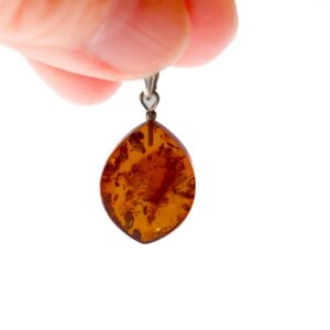 Baltic Amber Sterling Silver Pendant: Natural Gemstone Drop, 16x20mm
