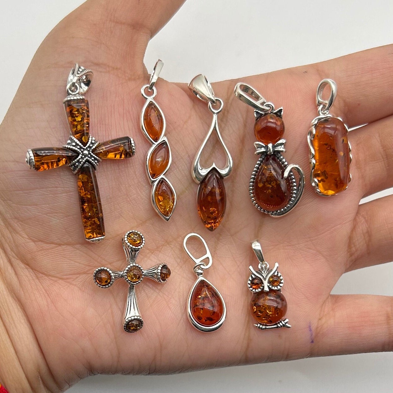 Baltic Amber Sterling Silver Pendant: Handmade Gemstone Jewelry