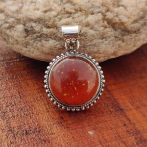 Amber Gemstone Necklace: Handcrafted Sterling Silver Pendant