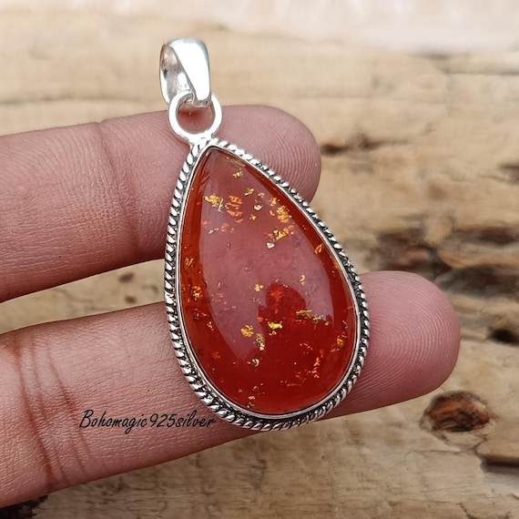 Handcrafted Baltic Amber Pendant: 925 Sterling Silver Gemstone Necklace Handcrafted Baltic Amber Pendant: 925 Sterling Silver Gemstone Necklace