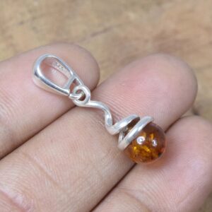 Handmade Amber Pendant: 925 Sterling Silver Gemstone Jewelry