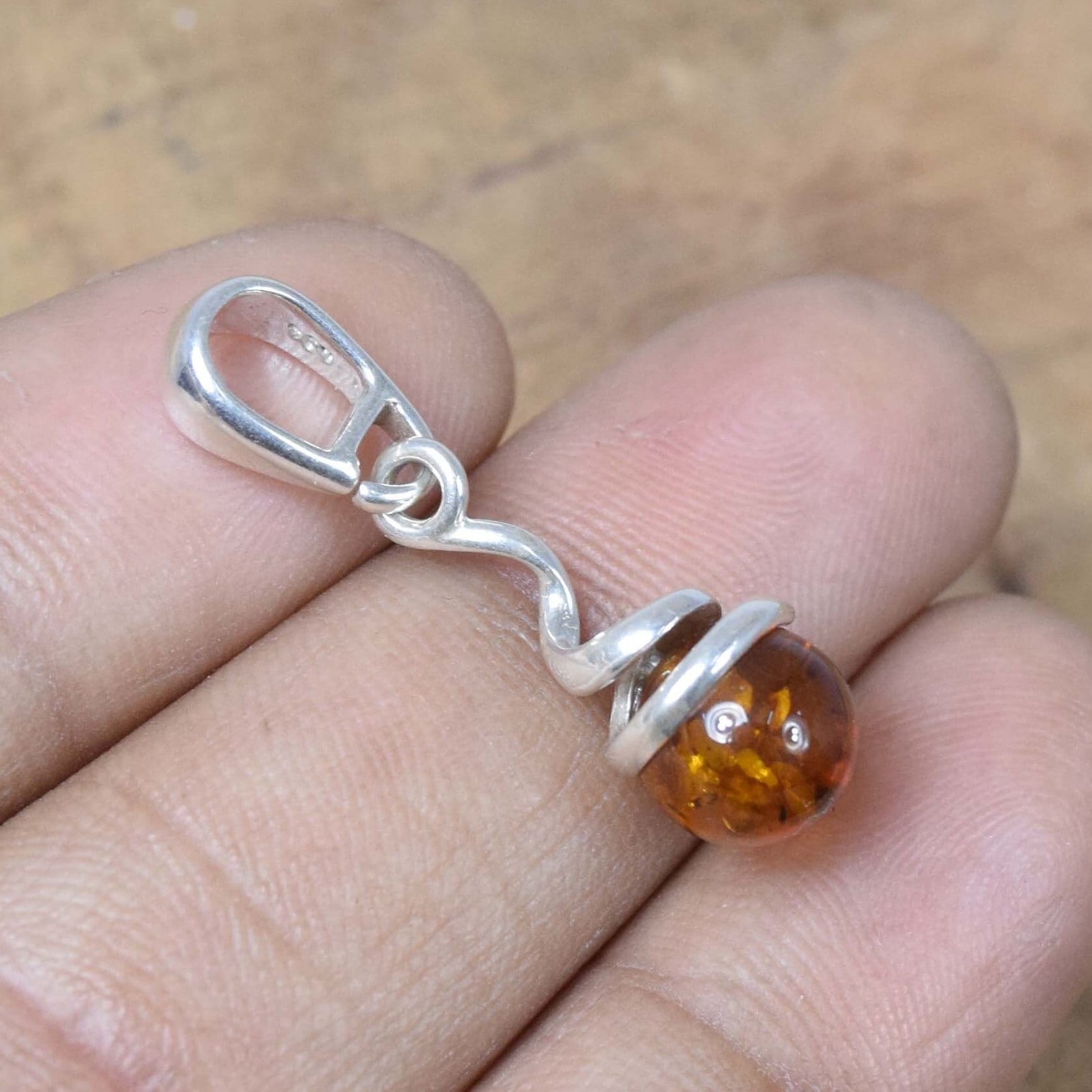 Handmade Amber Pendant: 925 Sterling Silver Gemstone Jewelry Handmade Amber Pendant: 925 Sterling Silver Gemstone Jewelry