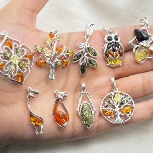 Handmade Baltic Amber Pendant: 925 Sterling Silver Gemstone Jewelry