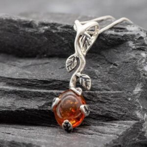 Amber Pendant, Leaf Amber Pendant, Natural Amber, Amber Necklace, Amber Pendant Vintage, Sterling Silver Amber Pendant, Solid Silver Pendant