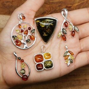 Multi Baltic Amber 925 Sterling Silver Gemstone Pendant