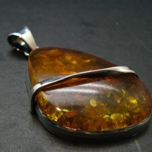 Natural Baltic Amber 925 Silver Pendant - 2.1"
