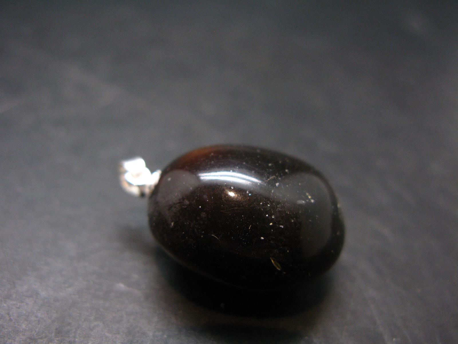 Rare Blue Amber Tumbled Fluorescent Silver Pendant From Indonesia - 1.2" - 4.0 Grams