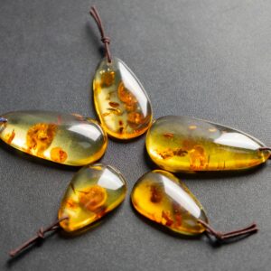 Top Drilled Cabochon Different Shape Stone Pendant - Genuine Natural Yellow Amber