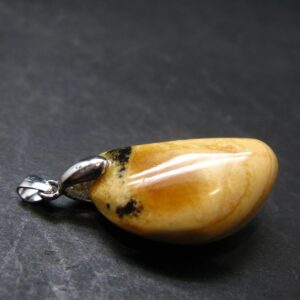 Amber Tumbled Silver Pendant From Poland - 1.4" - 3.03 Grams Amber Tumbled Silver Pendant From Poland - 1.4" - 3.03 Grams