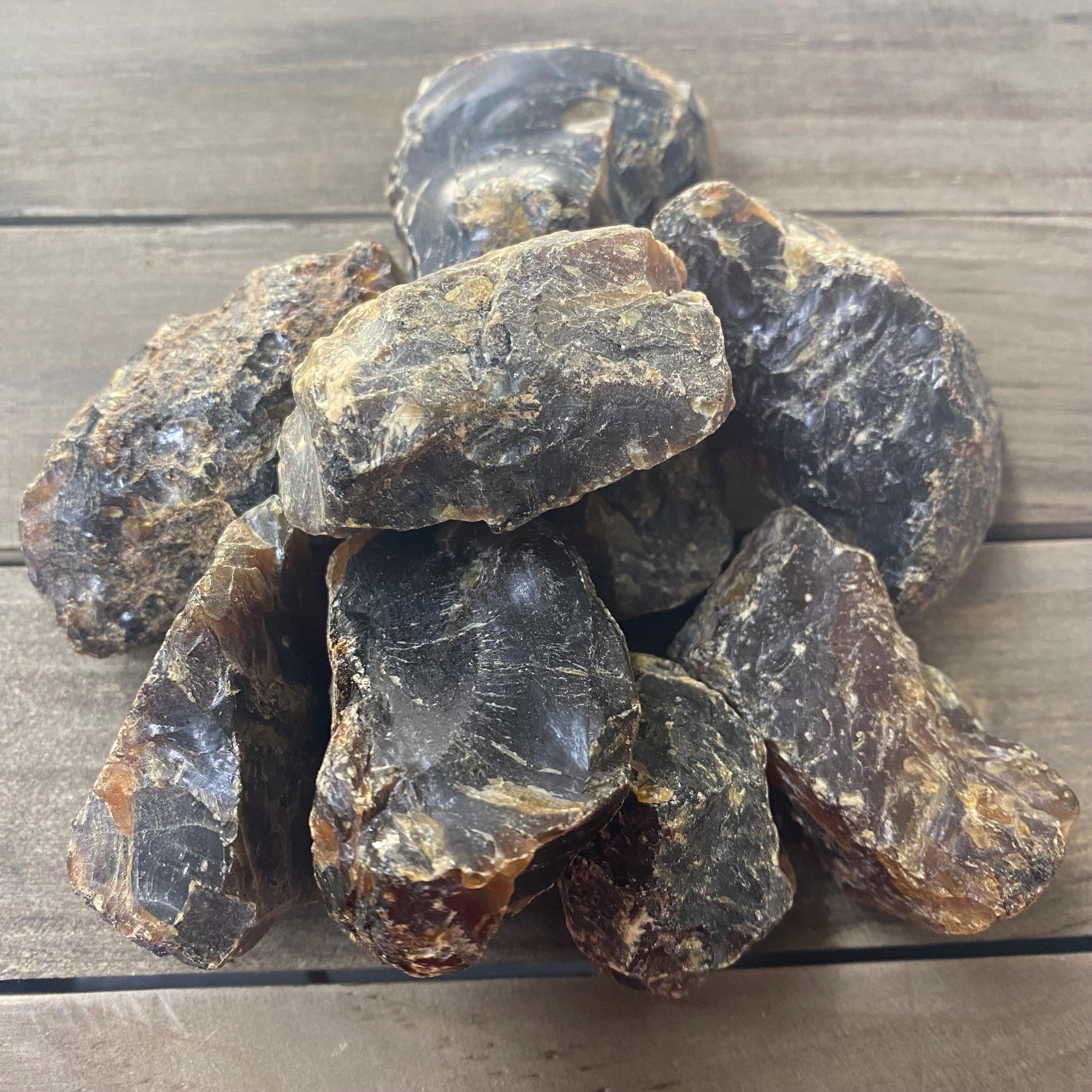 Raw Black Amber - Natural Gemstone For Protection And Transformation | Unpolished Black Amber Stone For Healing, Meditation, And Collecting