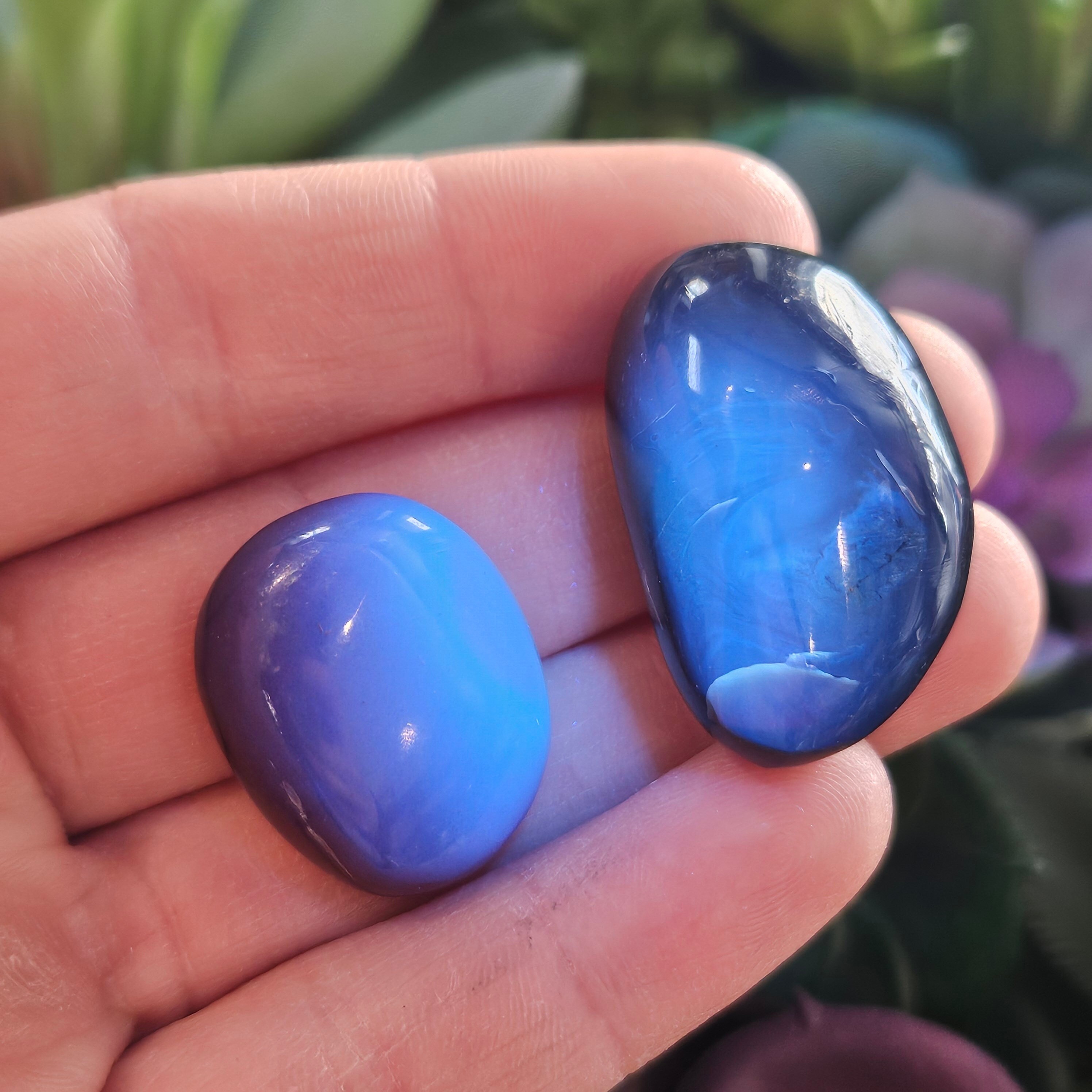 Blue Amber Specimen: Polished Uv Reactive Indonesian Amber Crystal