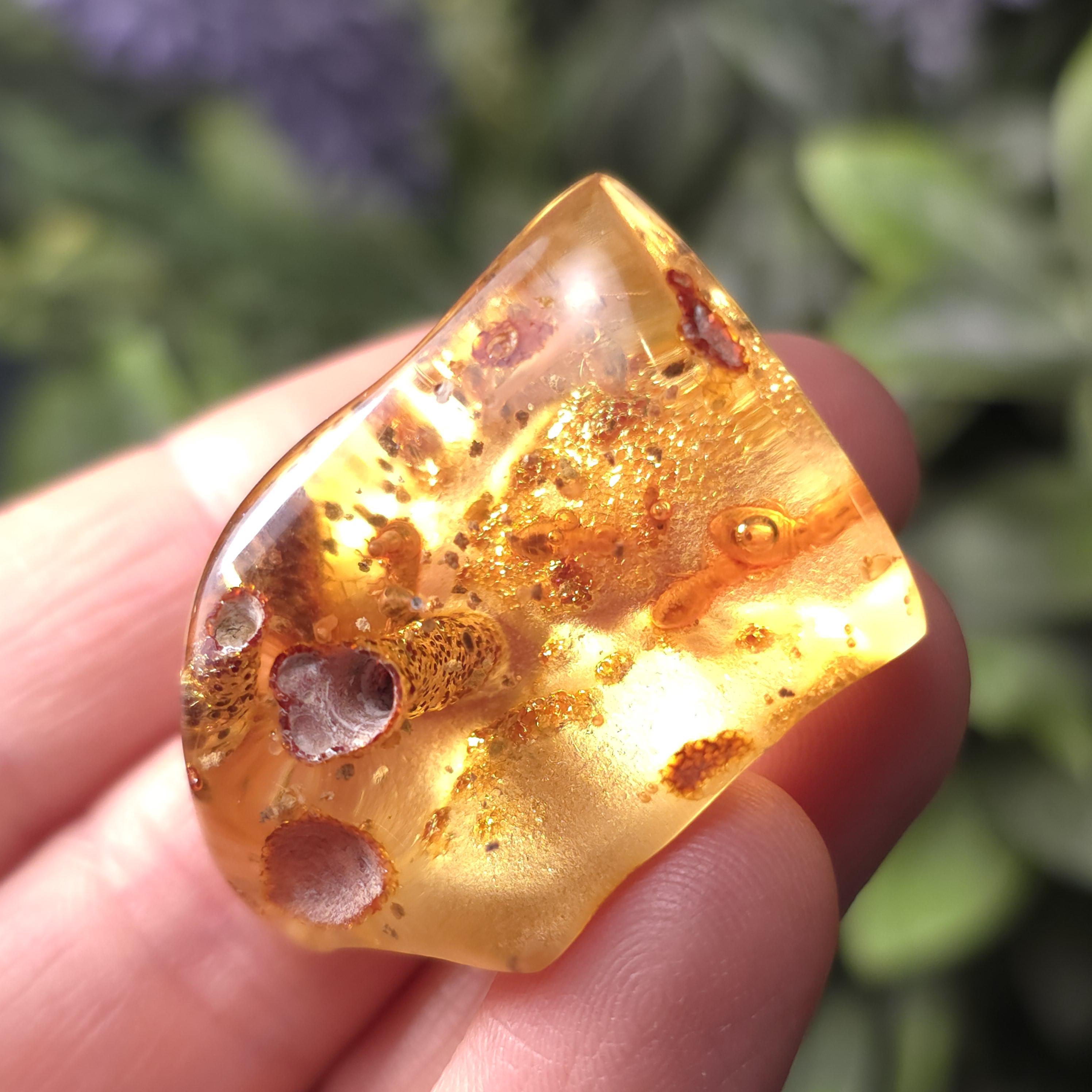 Amber With Bugs - 9.8g Amber - Amber Fossil - Natural Amber - Amber With Insect - Amber With Inclusions - Amber Specimen - Uv Amber