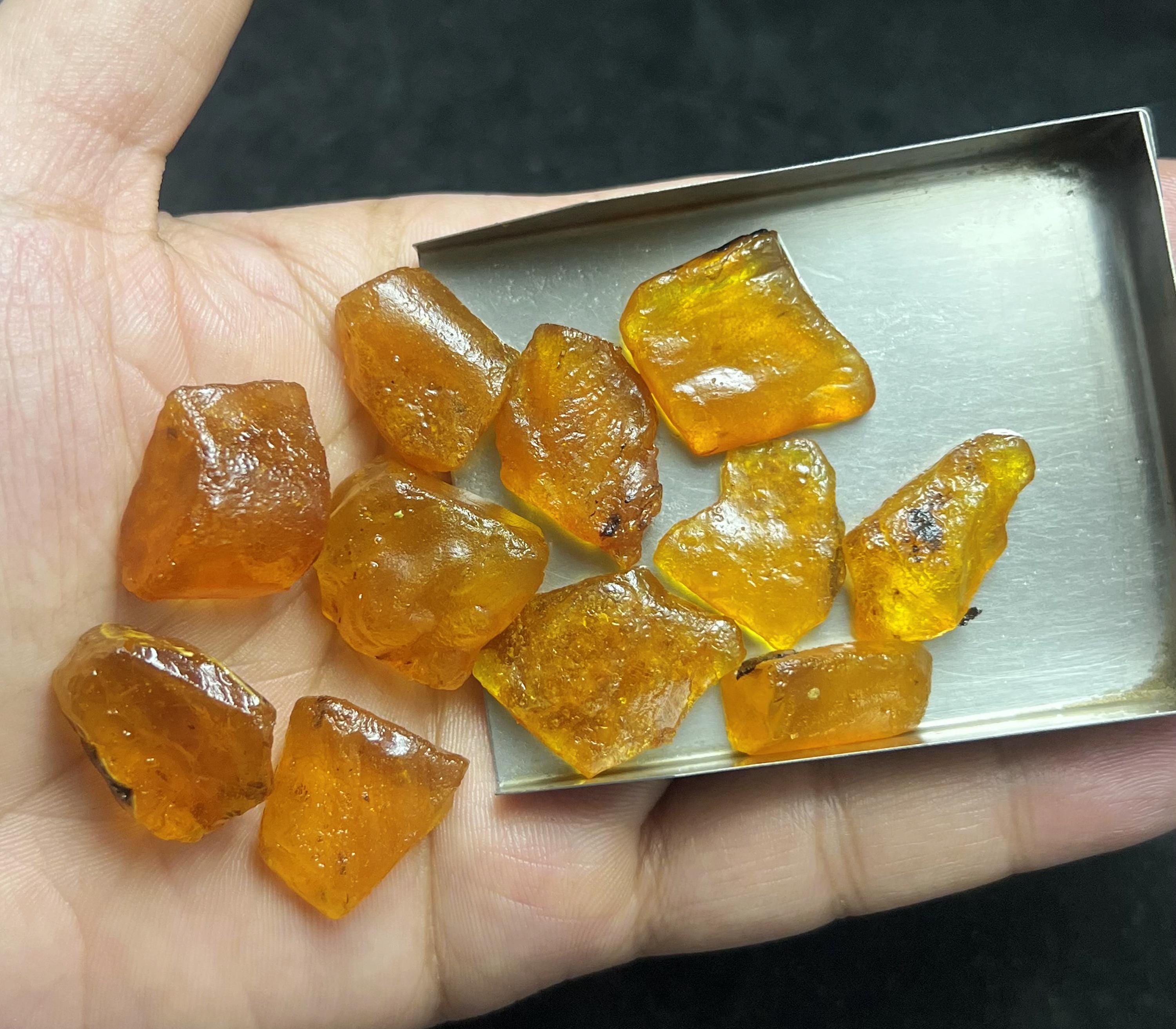 Golden Amber Rough Lot | Transparent Natural Fossil Resin 20-25mm