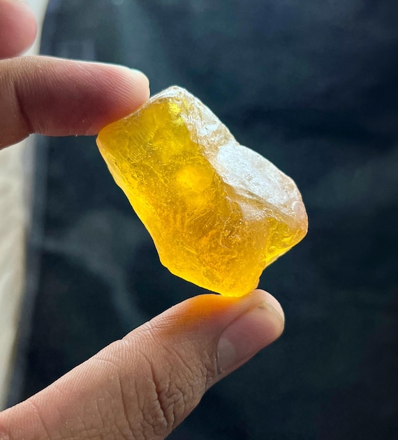 Uncut Amber Rough Stone | Transparent Raw Mineral 92ct 47x30x23mm