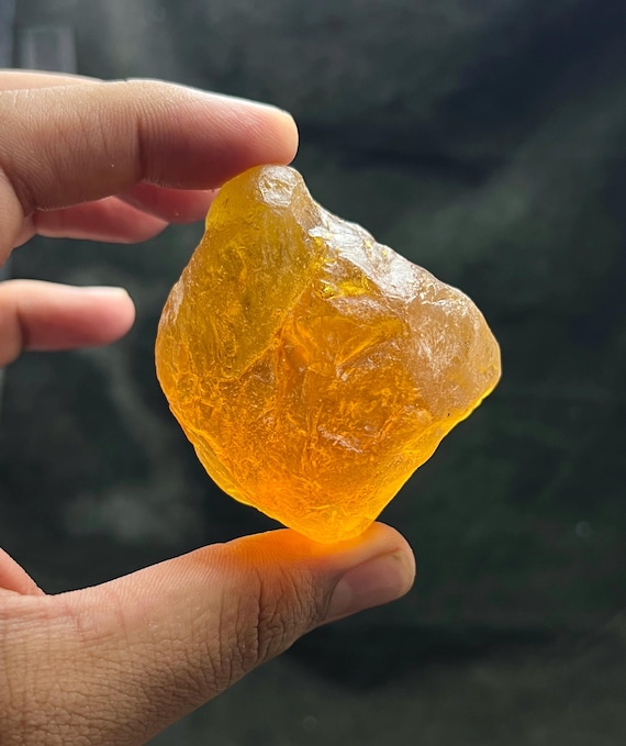 Unpolished Amber Rough Stone | Transparent Raw Chunk 66.3g 60x50x40mm
