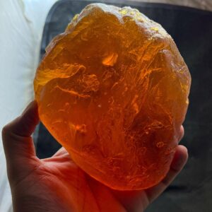 Massive Honey Amber Rough Stone | Transparent With Insect Inclusion 903g 155x125x95mm