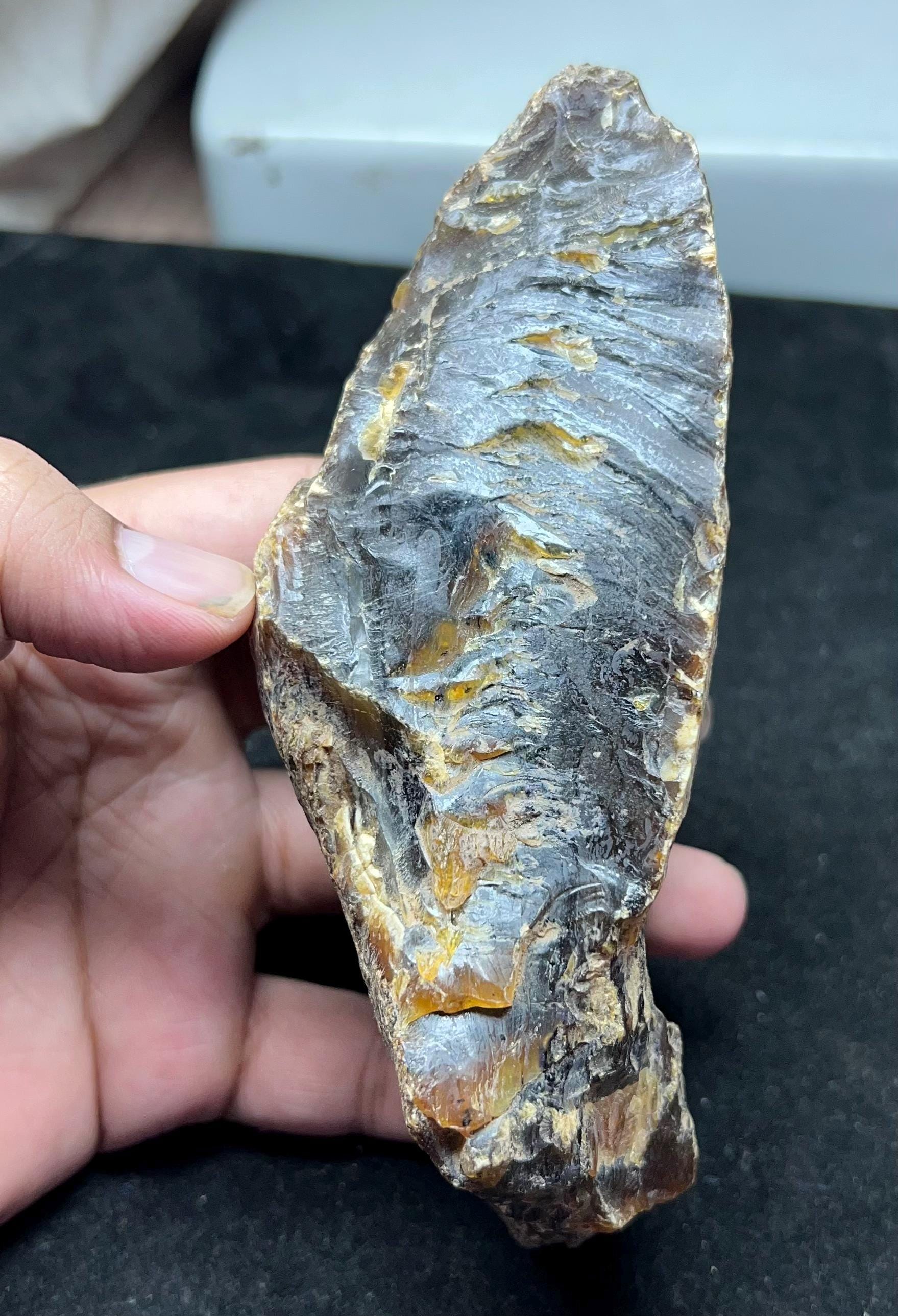 Massive Natural Amber Rough Stone | Transparent Red Chunk 235g 150x75x60mm