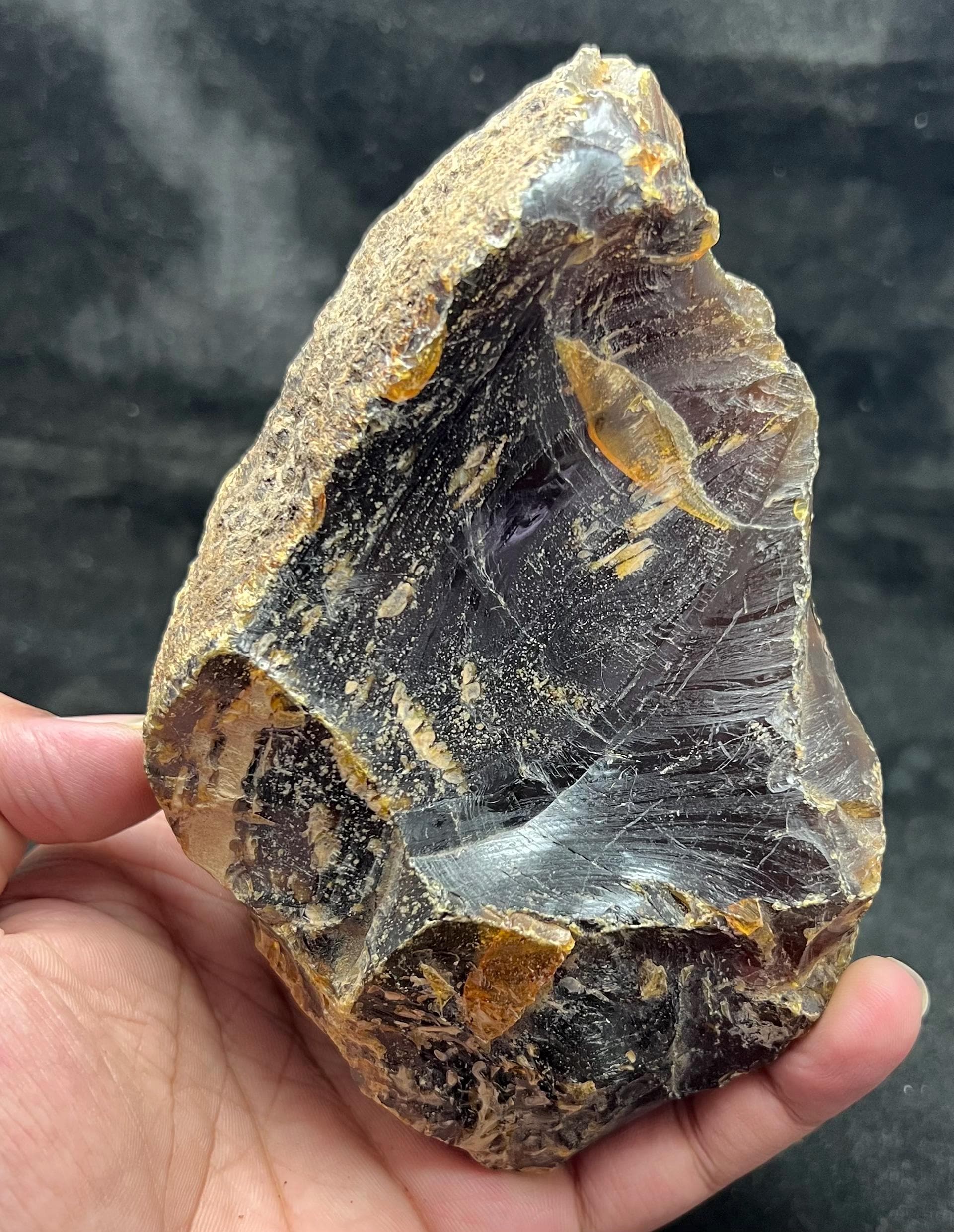 Natural Red Amber Rough Stone | Transparent Crystal 290g 150x95x50mm