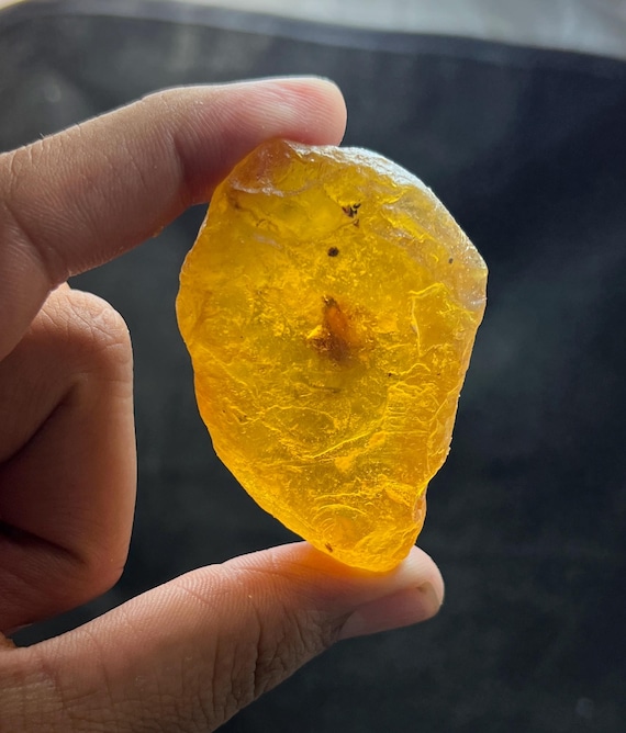 Yellow Amber Rough Stone | Transparent Raw Mineral 34g 62x24x26mm