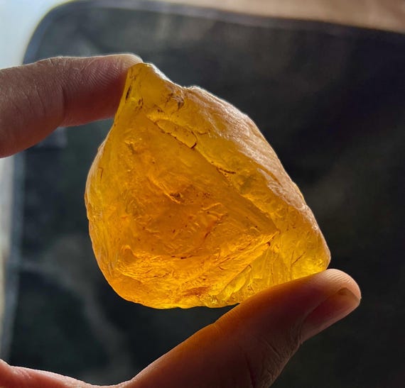Transparent Amber Rough Stone | Raw Yellow Chunk 51.2g 67x45x32mm