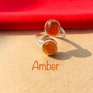 Amber Ring 925 Sterling Silver, Natural Amber Gemstone Ring, Women’s Dainty Silver Ring, Boho Jewelry, Affordable Gift For Her