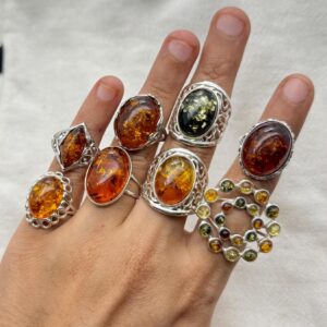 Baltic Amber Ring: 925 Sterling Silver Gemstone, Handmade Jewelry