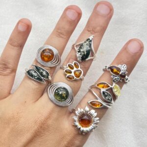 Baltic Amber Ring: 925 Sterling Silver Gemstone, Handmade Jewelry