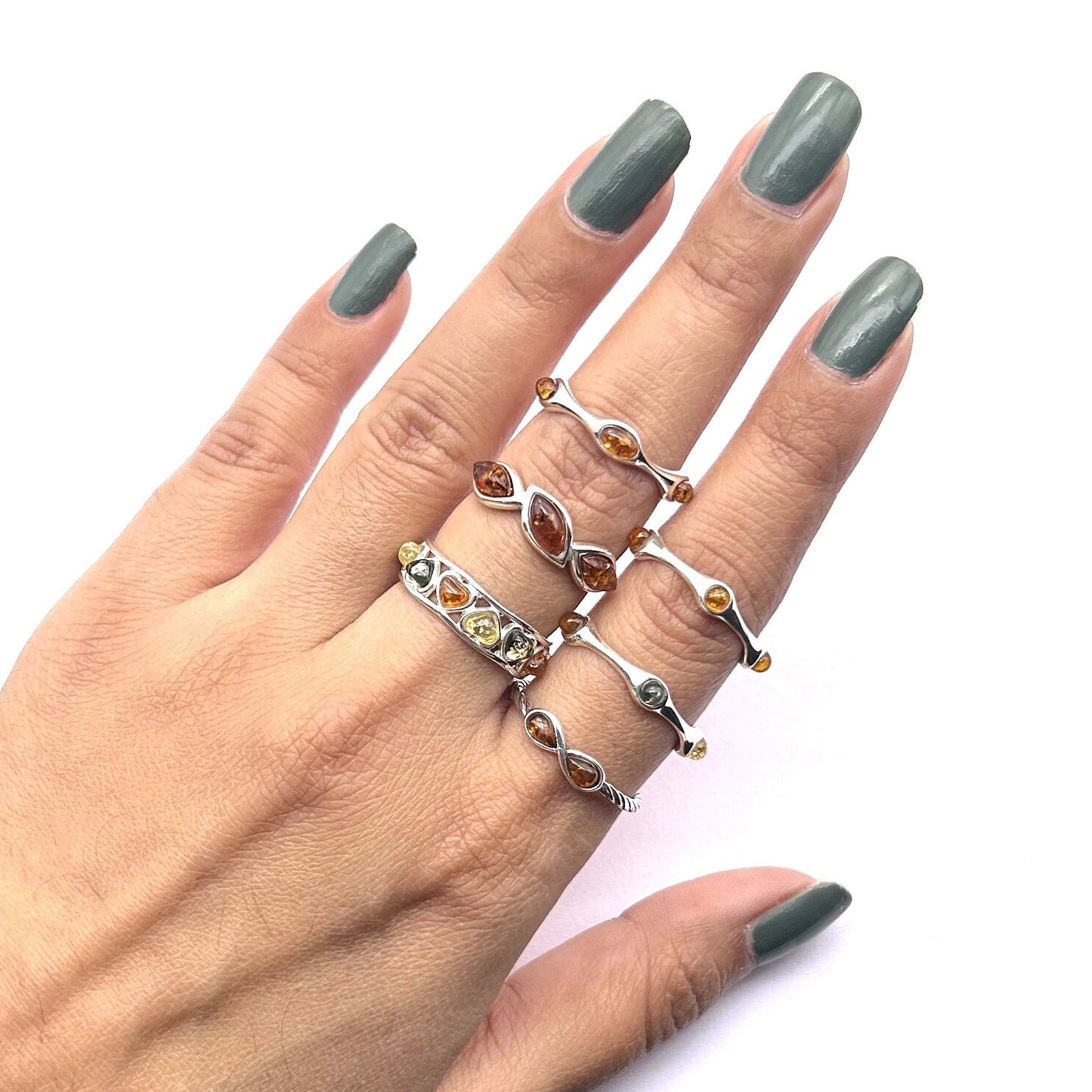 Baltic Amber 925 Sterling Silver Ring: Handmade Gemstone Jewelry