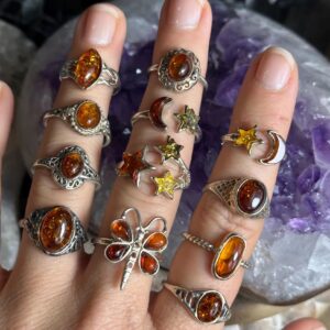 Baltic Amber Ring, .925 Sterling Silver