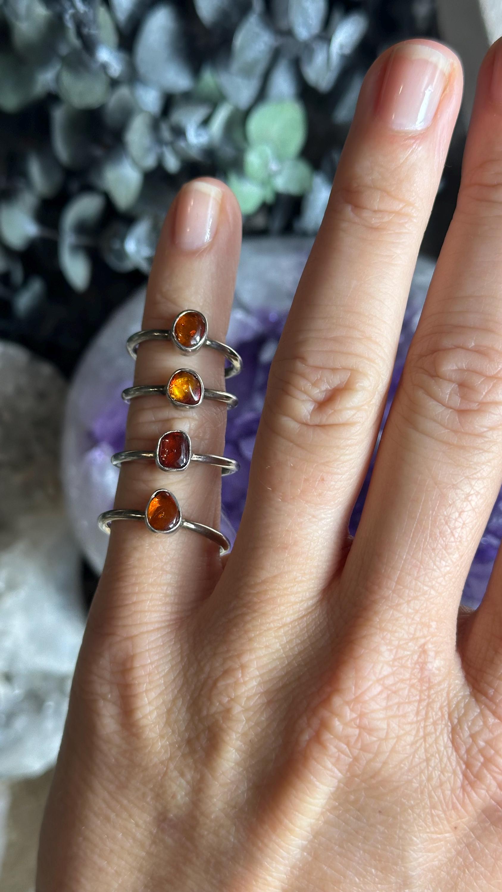 Baltic Amber Ring, .925 Sterling Silver