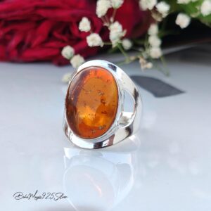 Baltic Amber Ring, Handmade 925 Silver Gemstone Jewelry, Statement Piece, Oval Gemstone Baltic Amber Ring, Handmade 925 Silver Gemstone Jewelry, Statement Piece, Oval Gemstone