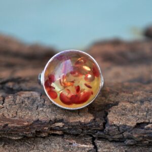Baltic Amber Ring: Handmade Sterling Silver Bezel, Round Gemstone