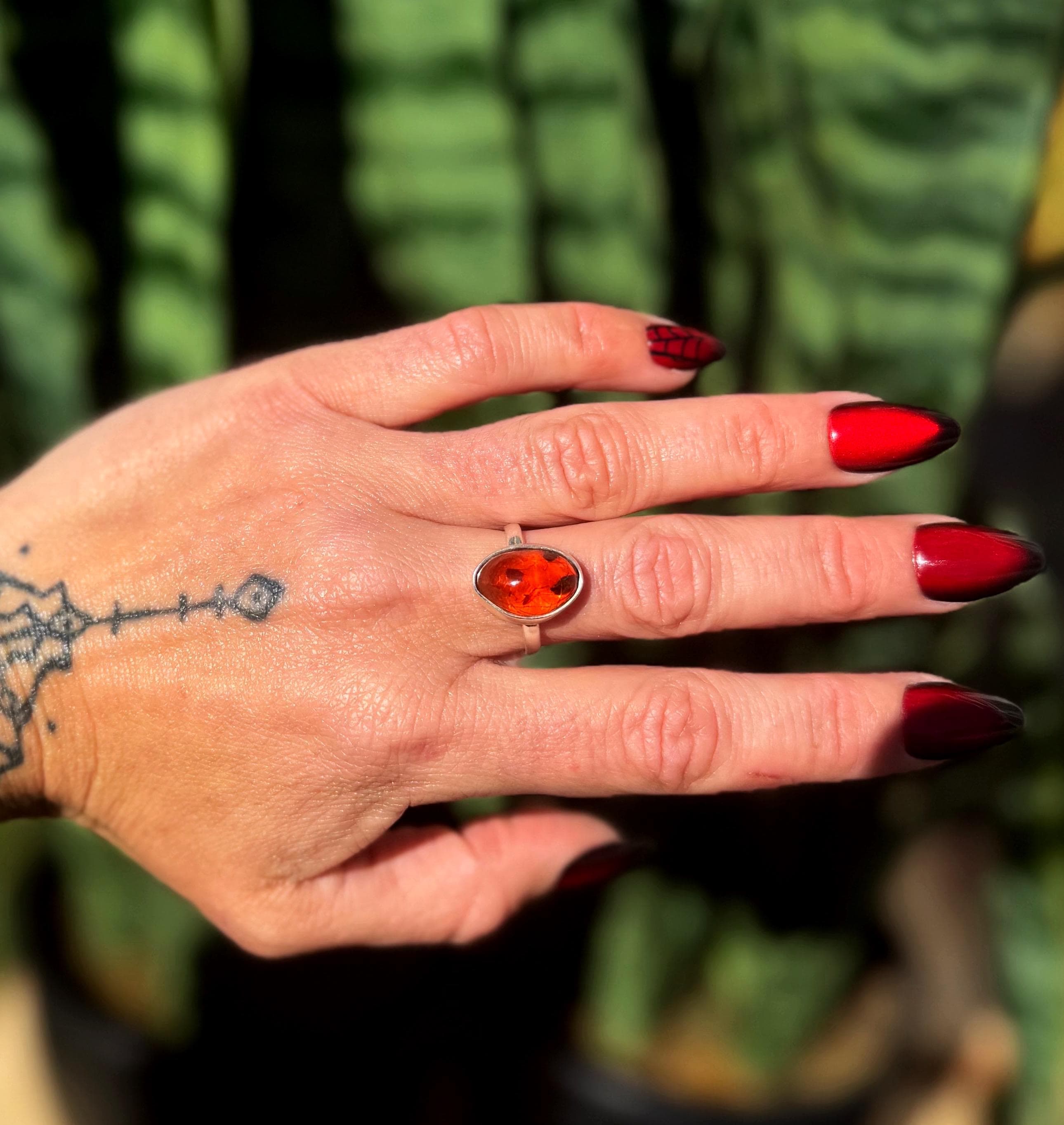 Baltic Amber Ring In Sterling Silver - (size 6.5 - 6.75)