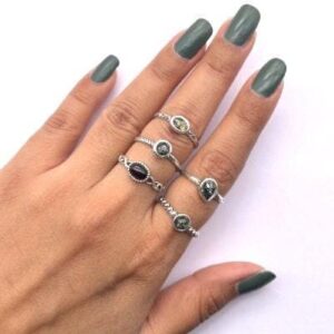 Green Baltic Amber Ring: 925 Sterling Silver Gemstone Jewelry