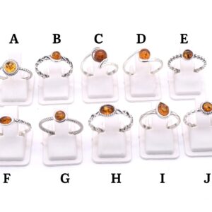 Handmade Baltic Amber Ring: 925 Sterling Silver Gemstone Jewelry