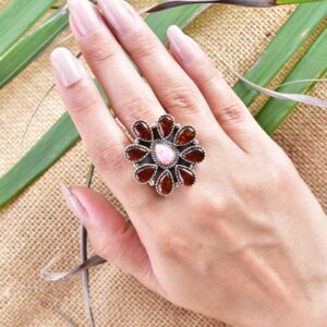 Handmade Amber & Sterling Silver Adjustable Ring