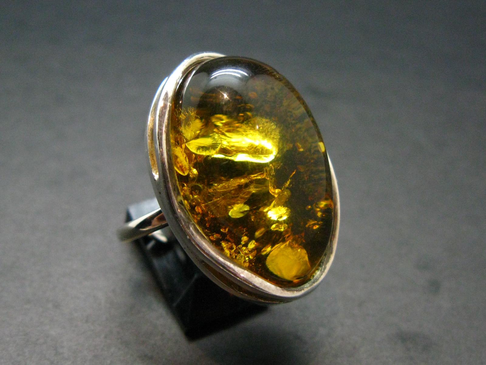 Natural Baltic Amber 925 Silver Ring - Size Adjustable Natural Baltic Amber 925 Silver Ring - Size Adjustable
