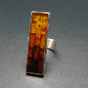 Natural Baltic Amber 925 Silver Ring - Size Adjustable