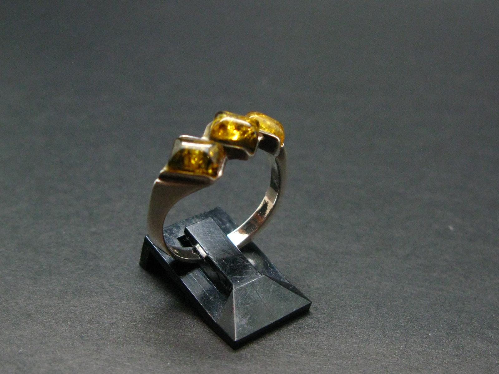 Natural Baltic Amber 925 Silver Ring - Size 8.25