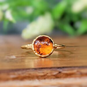Round Baltic Amber Ring, Gold Cocktail Ring, Amber Jewelry, Round Gold Stone Ring, Gold Boho Ring, Anniversary Ring, Girlfriend Gift For Her