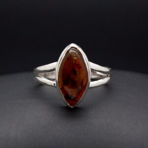 Sterling Silver Amber Ring Size 7