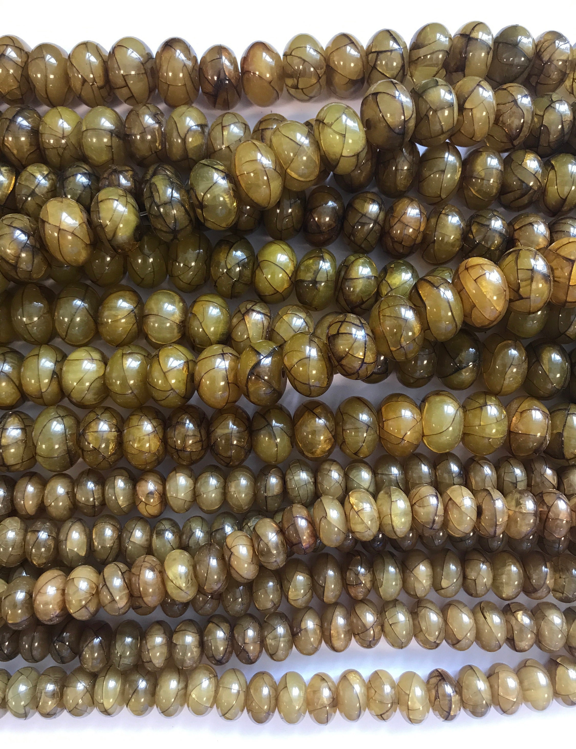 Amber 12x7mm 15x10mm Rondelle Gemstone Bead--15.5 Inch Strand