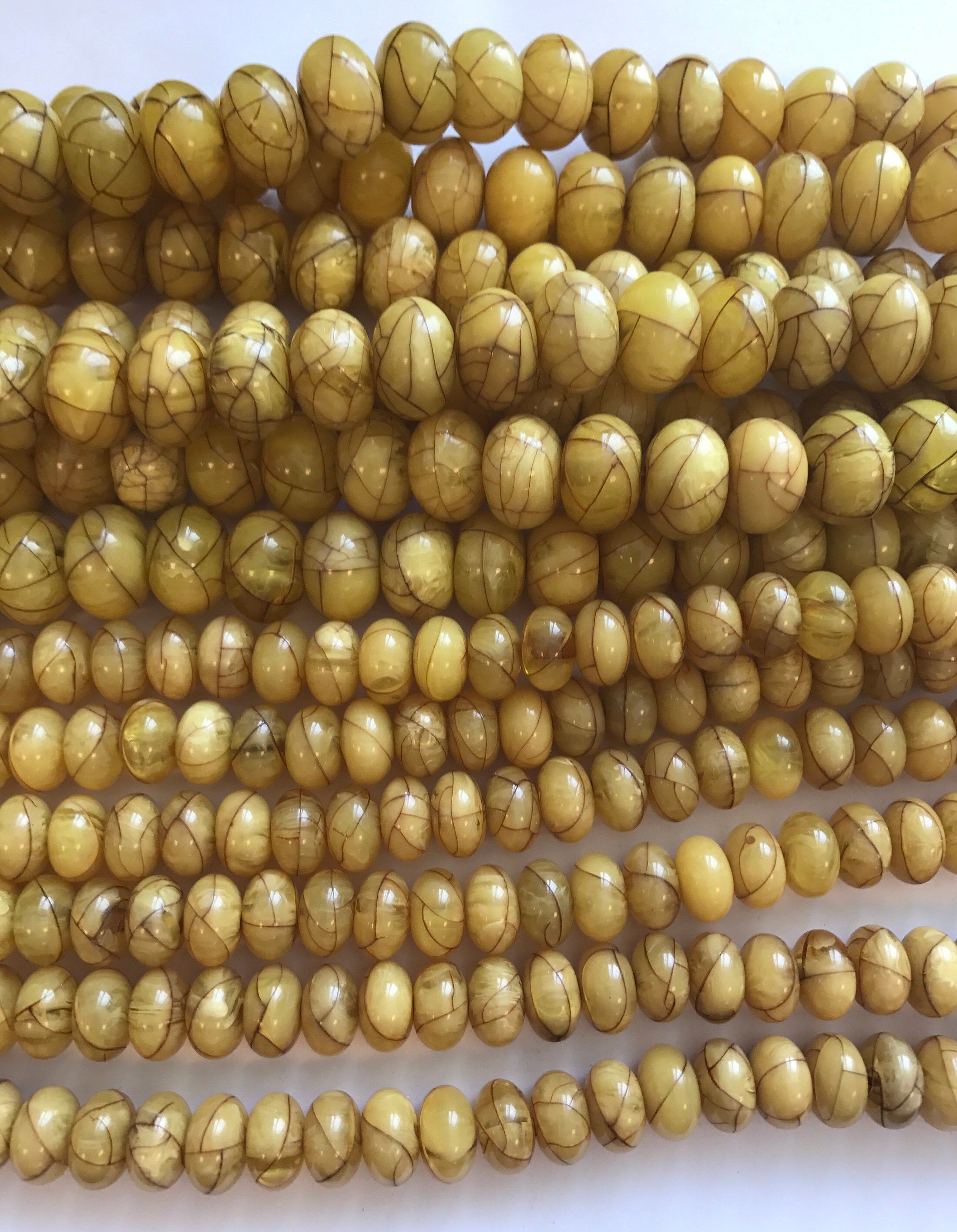 Reconstructed Amber 12x7mm 15x10mm Rondelle Gemstone Bead--15.5 Inch Strand