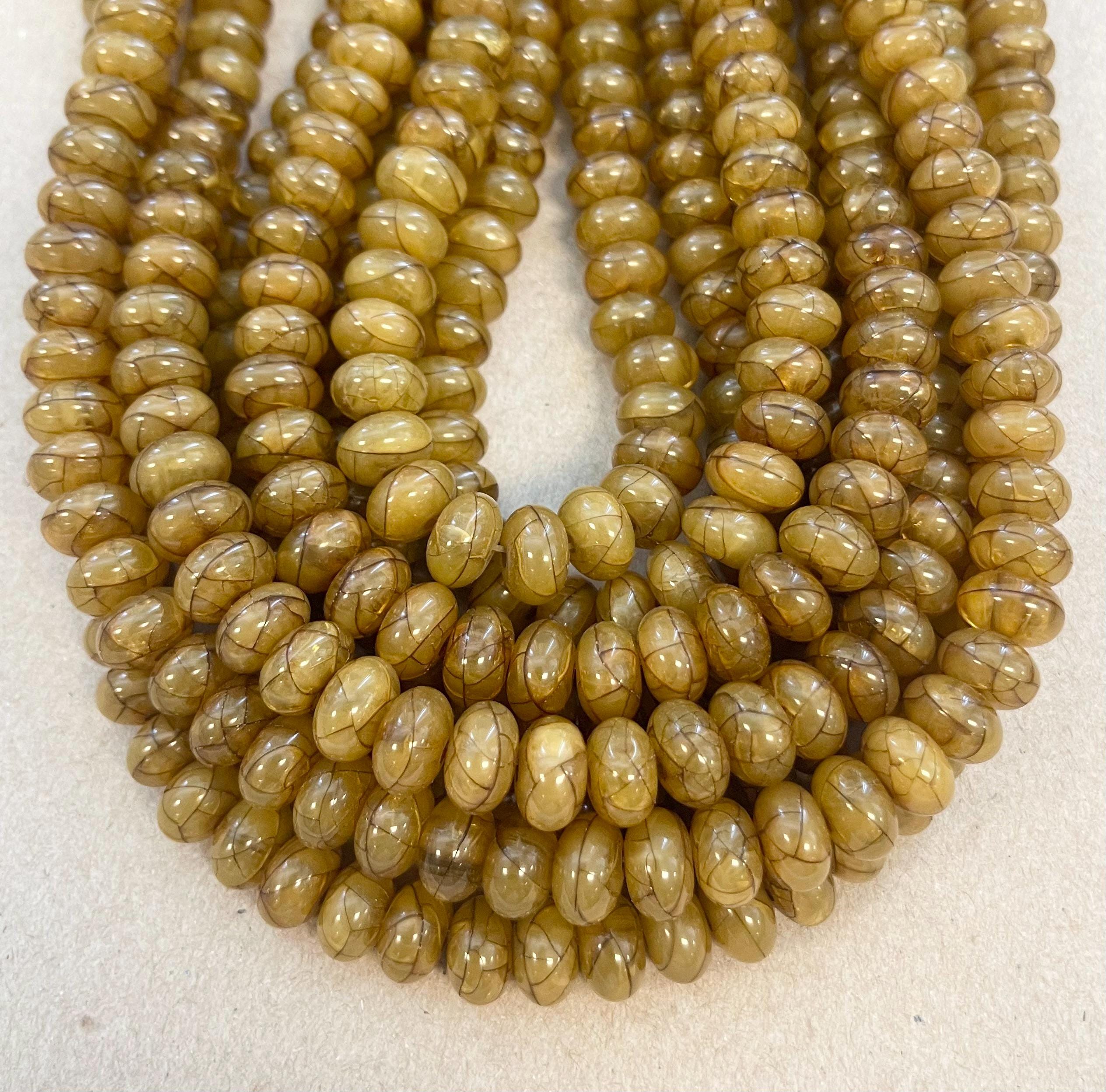 Reconstructed Amber 12x7mm 15x10mm Rondelle   Gemstone Bead--15.5 Inch Strand